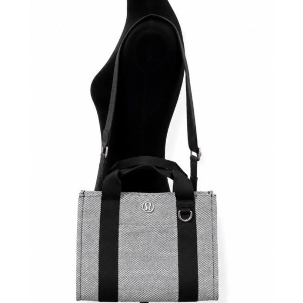 Lululemon Two Tone Canvas Mini Tote Bag  Black Crossbody Shoulder Purse